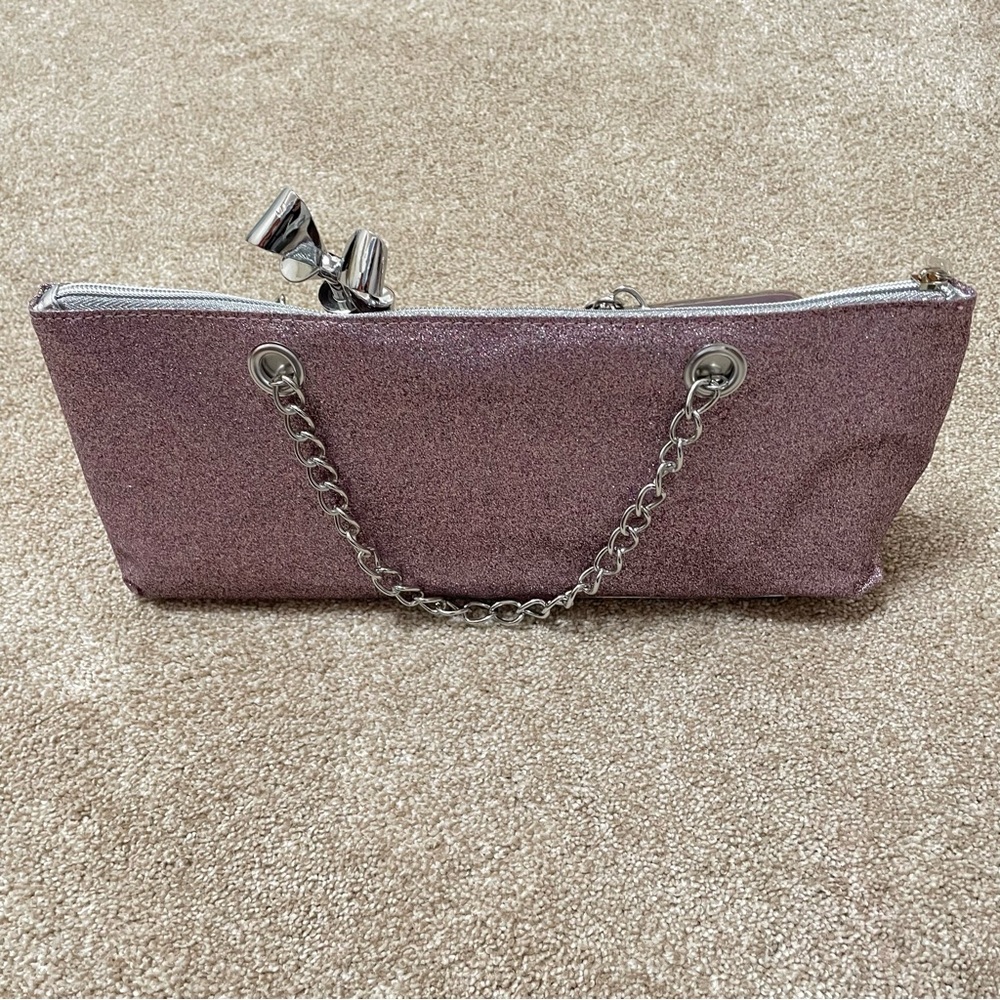 NEW Insulated Wine Bottle Carrier Bag Glitter Pink Silver Bow Stopper Bride - Picture 7 of 13